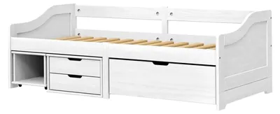 Produktbild von Holz-Tagesbett mit Stauraum Weiß 205x96x69 cm - Möbel für Schlafzimmer und Wohnzimmer