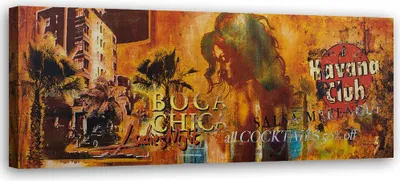 Produktbild von Leinwandbild havanna club collage 120x40 cm Feeby orange wandbild bereit zum aufhängen