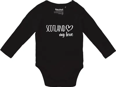 Produktbild von Huuraa Baby Body Scotland my love 68 Black  Baumwolle Fairtrade Langarmbody Geschenkidee