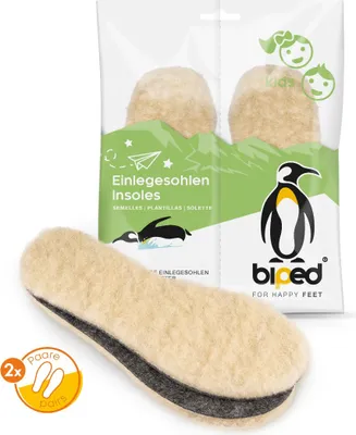 Produktbild von biped 2 Paar Kinder Wollsohlen mit extra dicker Wolle und Filz z2690(24 - 25)