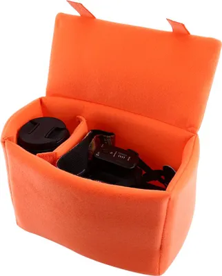 Immagine prodotto di Borsa imbottita per fotocamera, divisorio interno per DSLR, custodia protettiva (arancione)