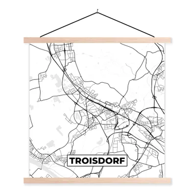 Produktbild von MuchoWow® Textilposter Troisdorf - Karte - Stadtplan 60x60 cm mit holzfarbenen Rahmen - Wanddekoration