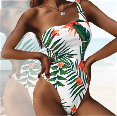 Immagine prodotto di Costume da bagno intero da donna bianco modellante con fiori boho m