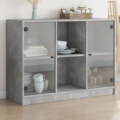Image de vidaXL Sideboard gris béton 102x37x75,5 cm Bois composite