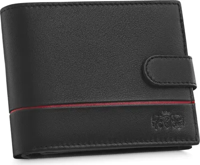 Produktbild von Zagatto Schwarz mit Rot Horizontale Herren-Geldbörse aus Leder Druckknopf ZG-N992L-F5 RFID SCHUTZ Kartenschutz Sicher Münzfach Qualität Ledergeldbörse Portemonnaies