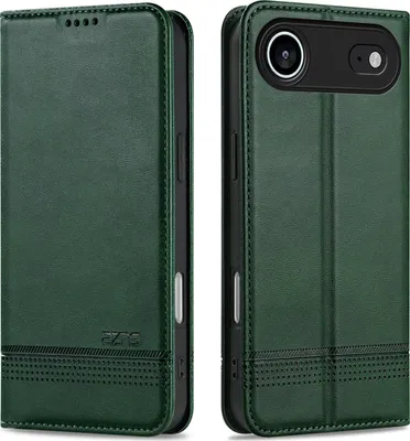 Produktbild von Leder Hülle für iPhone Air, Klapphüllen Brieftasche Magnetverschluss Ständer Schutzhülle Grün