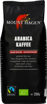 Produktbild von Arabica FairTrade - ganze Bohne entkoffeiniert 250g