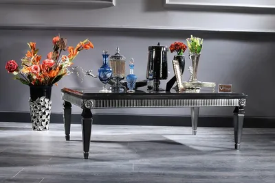 Produktbild von Casa Padrino Luxus Barock Couchtisch Schwarz / Silber 130 x 79 x H. 43 cm - Wohnzimmertisch im Barockstil