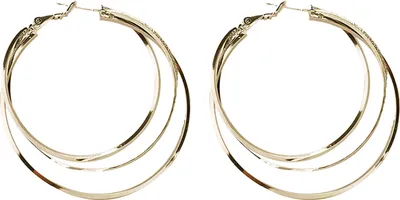 Produktbild von 1 Paar Damen-Ohrringe, mehrschichtig, übertrieben, glänzend, hochglanzpoliert, Temperament, Ohrschmuck, Schmuck, rund, große Creolen, Damen-Geschenk-Golden