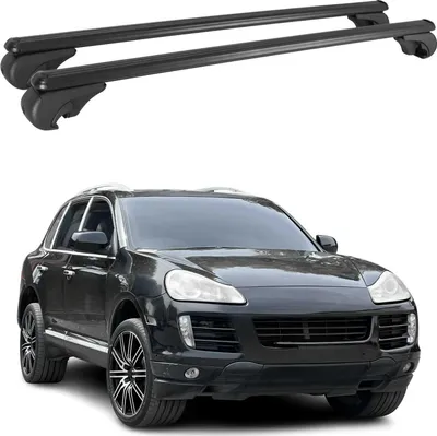 Image de Barres de toit Transversales pour Porsche Cayenne 955 2003-2010 Aluminium Noir