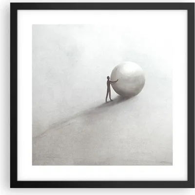 Produktbild von Gerahmtes Poster - Schwarzer Rahmen - Sisyphus Arbeit Symbol - 40x40 cm - Wand Bild - Wanddeko - Wandbilder - Kunstposter - Wandposter - Bilderrahmen - Bilder - Kunstdruck - P2BAC40x40-4752