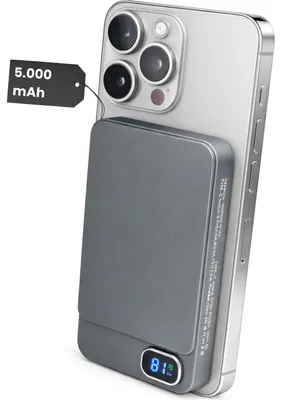 Produktbild von S&T DESIGN Magnetisch Powerbank Magsafe kompatibel Kabellos Display Powerbank Magnetische Powerbank 20W 5000 mAh (5 V), PB Externer Akku Wireless LED