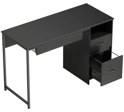 Immagine prodotto di Scrivania da Ufficio Salvaspazio 120x52,3x76 cm con Cassetti in Legno e Acciaio Nero