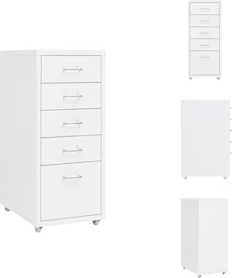 Produktbild von vidaXL Aktenschrank mit Rollen Weiß 28x41x69 cm Metall -  Aktenschränke