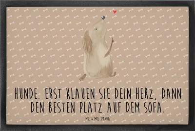 Produktbild von Mr. & Mrs. Panda fußmatte Hund Liebe 60 x 90 cm - Hundeglück - Geschenk, Hunde, Herz, Fußabtreter, Schmutzfangmatte, Türvorleger, Bodenvorleger, Sprüche, Gummimatte