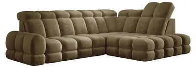 Produktbild von DomoHome Ecksofa Tollo Olivgrün Salvador-Stoff Rechte Seite 302x217x105 cm, L-Form Sofa mit Schlaffunktion, Bettkasten 120x85x17 cm, Elektrisch Verstellbar