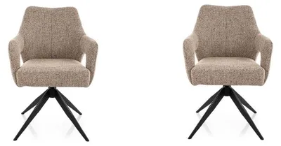Image de Lot de 2 chaises pivotantes en tissu - Gamme Olsen - Taupe