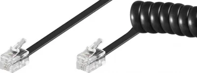 Obrázek produktu pro Goobay 50270 Telefonní kabel CCA (měděný hliník), 2 m, černý - zástrčka RJ10 (4P4C) > zástrčka RJ10 (4P4C)