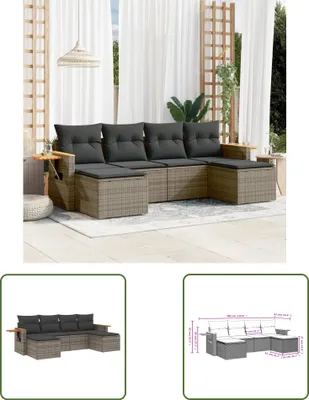 Produktbild von The Living Store 6-tlg. Garten-Sofagarnitur mit Kissen Grau Poly Rattan