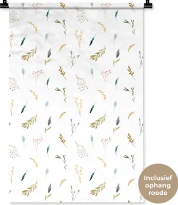 Produktbild von MuchoWow® Wandteppich Wandbehang Pflanzen - Vintage - Pastell 60x90 cm Tapisserie Dekoration Wandtuch - Foto-Teppich - Abwaschbar