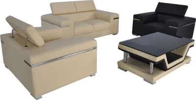 Produktbild von Modern XXL Couch Wohnlandschaft Ledersofa mit USB Sofa Garnitur 2+1+1+Tisch Neu