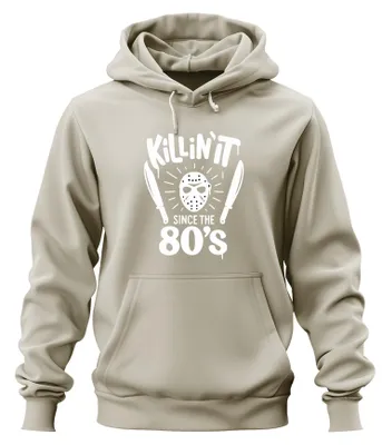 Productafbeelding van Killin' It - Horrorfilm uit de jaren 80, slasher masker, machete, Halloween - Uni hoodie, natuurlijke kleur, maat S