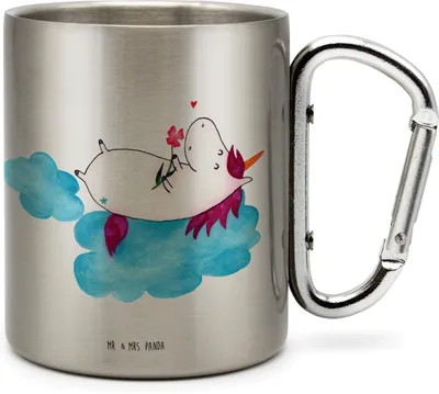 Produktbild von Mr. & Mrs. Panda Thermobecher Einhorn Verliebt - Transparent - Geschenk, Teetasse, Becher Aus Edelstahl, Liebesbeweis, thermotasse, Unicorn, Kaffeebecher, Einhörner