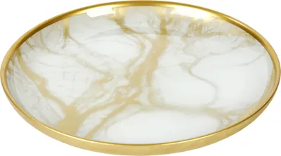 Produktbild von Achat Teller, Glas bedruckt, elfenbein/gold D 21 cm H 2 cm