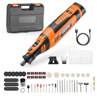 Image de VEVOR 136-pièces outil multifonctionnel sans fil, DC8V mini outil rotatif portable, 5 vitesses 5000-30000 tr/min, pour graver, poncer, polir, sculpter, meuler, couper, bricolage