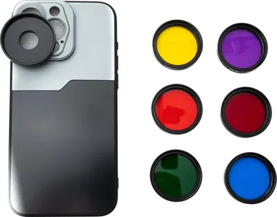 Produktbild von SYSTEM-S Farbfilter Set 37 mm 6 Stück Farbe Linse Filter mit Gewinde Hülle für iPhone 15 Pro Max
