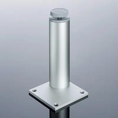 Produktbild von Stützelement Sockelfuß rund, Aluminium poliert Höhe 150 mm / Stützfuß / Sockelfüße / Möbelfüße / Möbelbein