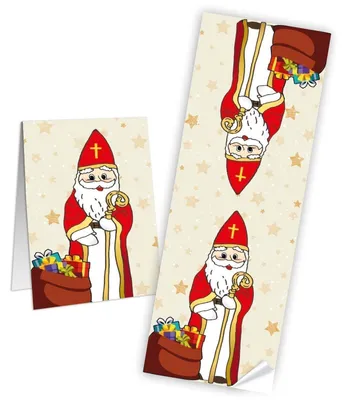Produktbild von St Nikolaus Aufkleber rot weiß 7,2 x 21 cm 10 Stück25 Stück