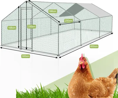Produktbild von Yakimz 3x6x2m Hühnerstall Tiergehege Freilaufgehege Tierlaufstall mit PE-Schattendach, Verzinkter Stahlrahmen, Außenzaun Verwendet für Hühner, Geflügelställe, Kleintiere