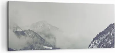 Produktbild von Bild auf Leinwand - Leinwandbild - Einteilig - Berge Wald Nebel - 120x50cm - Wand Bild - Wanddeko - Wandbilder - Leinwanddruck - Bilder - Wanddekoration - Leinwand bilder - Wandbild - AB120x50-4270