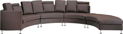 Zdjęcie produktu dla BELIANI Sofa półokrągła brązowa skórzana kanapa 7-osobowa regulowane zagłówki salon duży pokój nowoczesna