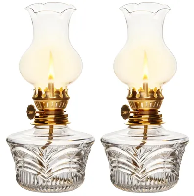 2 Retro Petroleumlampen, 18 cm, Glas, verstellbarer Docht