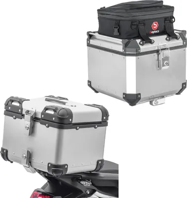 Image de Moto Top Case en aluminium # XS45 45 litres argenté + sac supplémentaire en aluminium