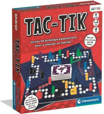 Produktbild von CLEMENTONI Tac-Tik Brettspiel, Strategisches Spiel, 2-6 Spieler, 24 Spielfiguren, Beidseitiges Spielbrett