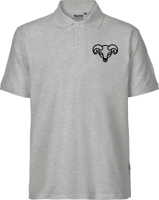 Produktbild von Huuraa Herren Polo Shirt Widder Sternzeichen Symbol S Sport Grey Bio Baumwolle Fairtrade Poloshirt Geschenkidee