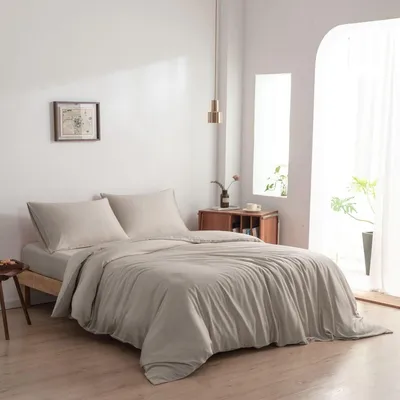 Imagen del producto de Funda de edredón de bambú, 140x200 cm – Color taupe suave – Estilo hotelero