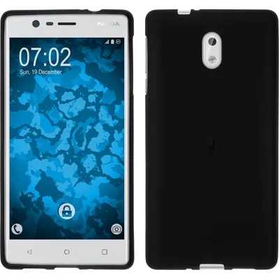 Produktbild von PhoneNatic Case für Nokia 3 Hülle Silikon schwarz matt Cover 3 Tasche + 2 Schutzfolien
