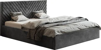 Obrázek produktu pro Čalouněná postel 180x200 cm Loris – ložnicová postel s roštem, úložným prostorem – sametová látka tmavě šedá