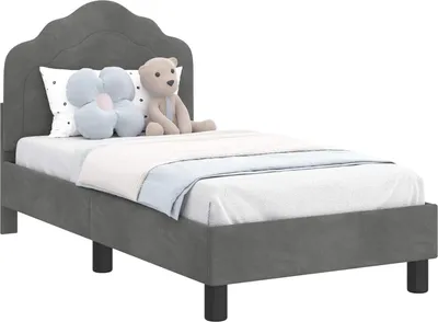 Obrázok produktu pre vidaXL Detský rám postele s čelom tmavosivý 70 x 140 cm zamat