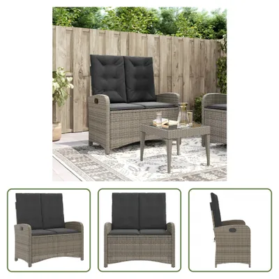 Produktbild von The Living Store Gartenbank Verstellbar mit Kissen Grau Poly Rattan