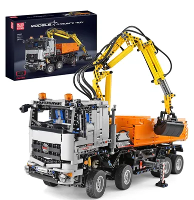 Immagine prodotto di Mould King 19007, set di costruzioni tecniche con camion pneumatico, 2970 pezzi. Kit di costruzione con camion pneumatico, telecomando, elementi a incastro. Set di costruzioni con gru, telecomando e controllo tramite app