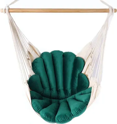 Produktbild von Love Gifts® Hängesessel mit 2 Kissen Muschelform und Deckenhaken-Kit 130/100 cm - 150kg Belastbar, Hängestuhl für Erwachsene & Kinder, Hängesitz