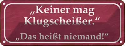 Produktbild von vianmo Blechschild 10x27 cm keiner mag Klugscheißer Dekoration Spruch Zitat