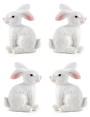Produktbild von 4 Mini Osterhasen Figuren weiß rosa Ostern Deko 3,5 cm