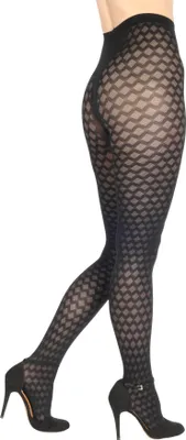 Produktbild von Bananalu Netz Strumpfhosen Damen mit Karo Muster 60 Den blickdichte karierte Alina 60 Nero L