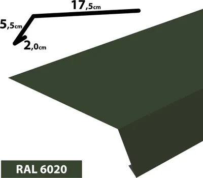 Produktbild von 2m Traufblech pulverbeschichtetes Rinneneinhang Dachblech Rinneneinhang Traufe (20x55x175) RAL-6020 Chromooxidgrün